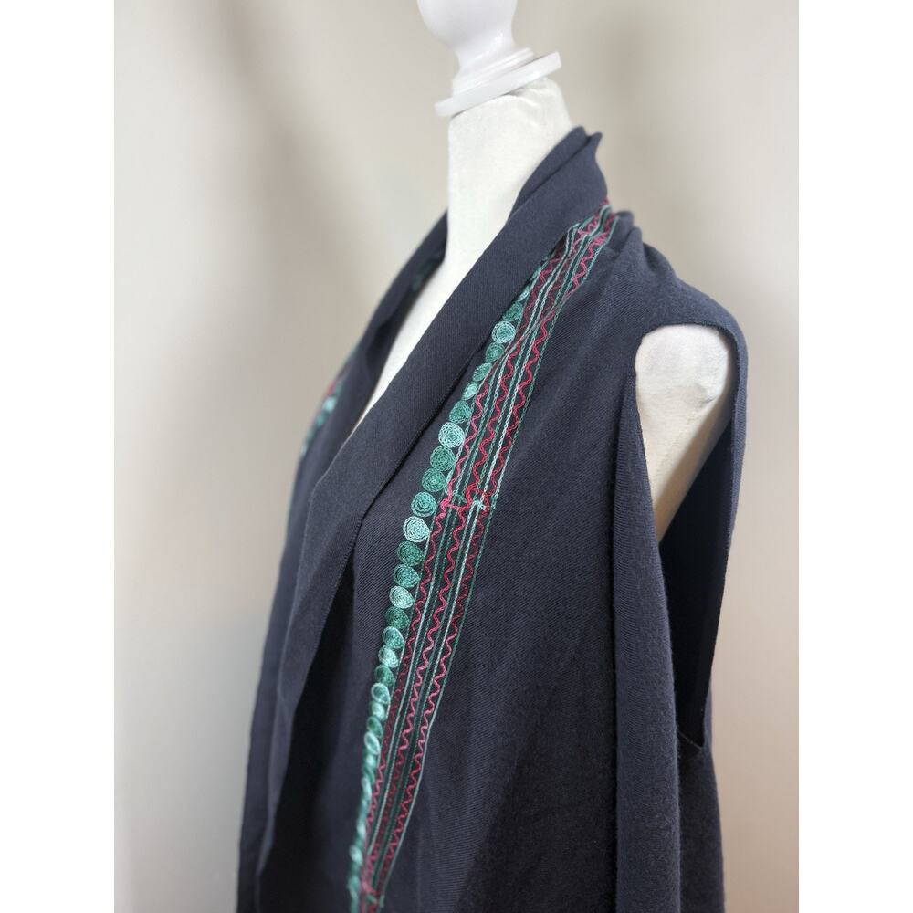 Embroidered Shawl Floral Blue Colorful One Size Boho Cottagecore Hippie Peasant - Picture 7 of 9